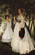 James Tissot The Two Sisters;Pprtrait china oil painting reproduction